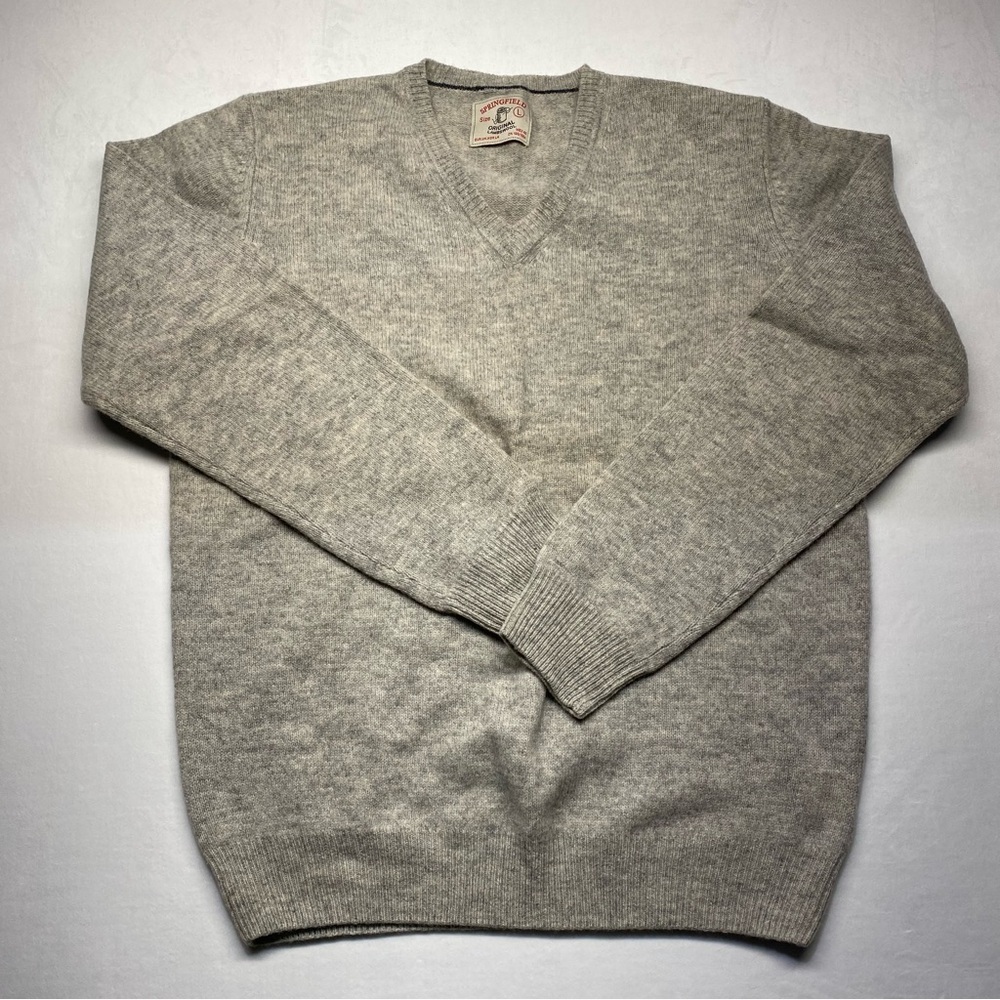 Springfield Original Lambswool Women’s V Neck Grey Long Sleeve Sweater Size L